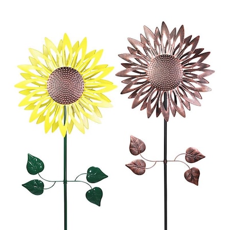 Exhart Exhart Assorted Metal 84 in. H Kinetic Sunflower Outdoor Garden Stake 50475-A